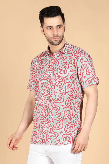 Shop_THE COTTON STAPLE_Green Cotton Abstract Pixar Print Shirt _Online_at_Aza_Fashions