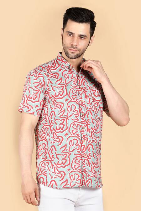 THE COTTON STAPLE_Green Cotton Abstract Pixar Print Shirt _at_Aza_Fashions