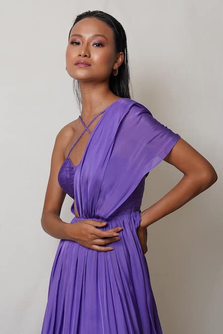 Buy Pinup By Astha Purple Chiffon, Crepe Embroidery Sweetheart Neck Draped Front Slit Gown Online at Aza Fashions Buy_Pinup By Astha_Purple Chiffon, Crepe Embroidery Sweetheart Neck Draped Front Slit Gown _Online_at_Aza_Fashions