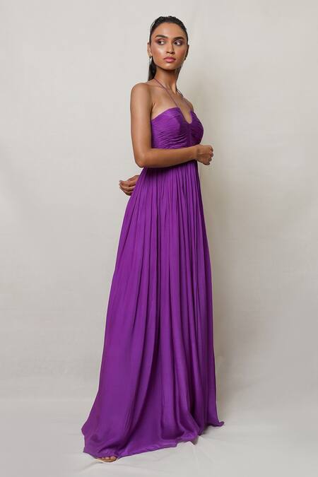 Buy Pinup By Astha Purple Crepe Halter Neck Gown Online at Aza Fashions Buy_Pinup By Astha_Purple Crepe Halter Neck Gown _Online_at_Aza_Fashions