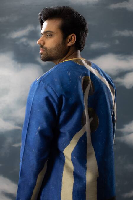 Buy Saksham & Neharicka Blue Silk Embroidery Abstract Print And Thread Kurta Online at Aza Fashions Buy_Saksham & Neharicka_Blue Silk Embroidery Abstract Print And Thread Kurta_Online_at_Aza_Fashions