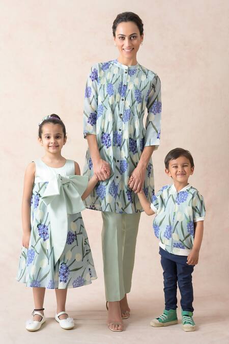 Thetaa Blue Cotton, Polyester, Satin Embroidery Tulip Print Bomber Jacket Online at Aza Fashions Thetaa_Blue Cotton, Polyester, Satin Embroidery Tulip Print Bomber Jacket _Online_at_Aza_Fashions