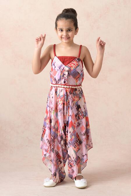 Shop Thetaa Multi Color Cotton, Viscose Watercolour Abstract Print Jumpsuit Online at Aza Fashions Shop_Thetaa_Multi Color Cotton, Viscose Watercolour Abstract Print Jumpsuit _Online_at_Aza_Fashions