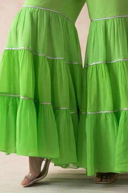 Shop Thetaa Blue Silk, Cotton, Polyester, Georgette Floral Print Peplum Kurta Gharara Set Online at Aza Fashions Shop_Thetaa_Blue Silk, Cotton, Polyester, Georgette Floral Print Peplum Kurta Gharara Set _Online_at_Aza_Fashions