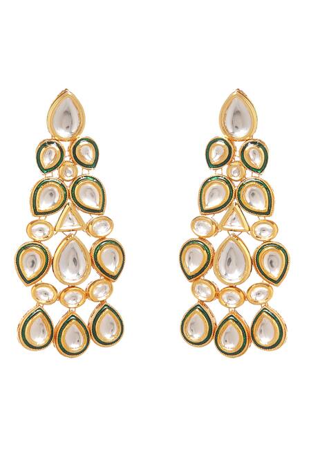 Buy_Minaki_Green Kundan Embellished And Meenakari Work Layered Necklace Set_Online_at_Aza_Fashions