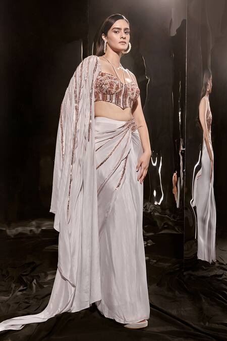 Shop Masumi Mewawalla Pink Crepe Sequins, Cut Work, Crystals Embellished Skirt With Corset Blouse Online at Aza Fashions Shop_Masumi Mewawalla_Pink Crepe Sequins, Cut Work, Crystals Embellished Skirt With Corset Blouse _Online_at_Aza_Fashions