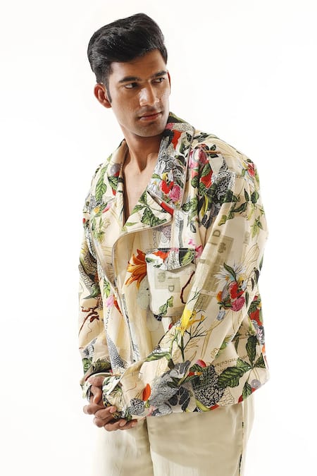 Buy Mahima Mahajan Multi Color Silk, Satin Tropical Jungle Print Jacket And Jogger Set Online at Aza Fashions Buy_Mahima Mahajan_Multi Color Silk, Satin Tropical Jungle Print Jacket And Jogger Set _Online_at_Aza_Fashions