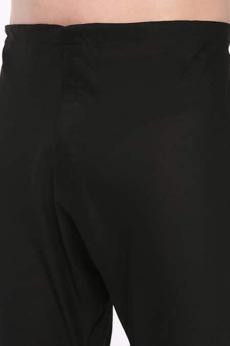 Mayank Modi - Men_Black Silk, Cotton Embroidery Placket Kurta Set _at_Aza_Fashions