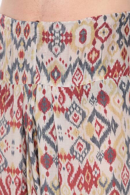 Buy_Mayank Modi - Men_Beige Muslin Aztec Print Kurta Set 