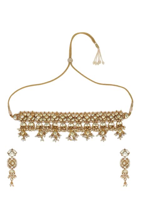 Shop MAISARA JEWELRY Gold Plated Kundan Embellished Choker Set Online at Aza Fashions Shop_MAISARA JEWELRY_Gold Plated Kundan Embellished Choker Set _Online_at_Aza_Fashions