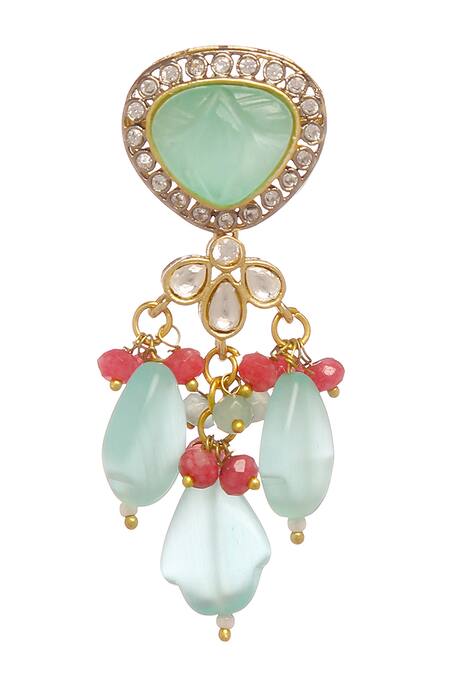 Minaki Green Diamonds, Beads, Stones Mughal Choker Necklace Set at Aza Fashions Minaki_Green Diamonds, Beads, Stones Mughal Choker Necklace Set_at_Aza_Fashions