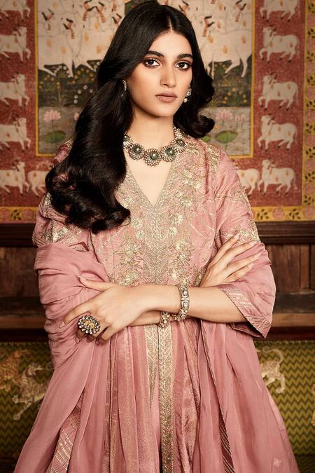 Buy Matsya Pink Tissue, Georgette Gota Patti, Embroidery, Matsya Peplum Kurta Sharara Set Online at Aza Fashions Buy_Matsya_Pink Tissue, Georgette Gota Patti, Embroidery, Matsya Peplum Kurta Sharara Set_Online_at_Aza_Fashions