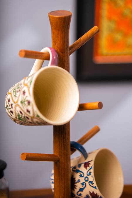 S. G. Home Brown Wood Mug Tree Stand Online at Aza Fashions S. G. Home_Brown Wood Mug Tree Stand_Online_at_Aza_Fashions