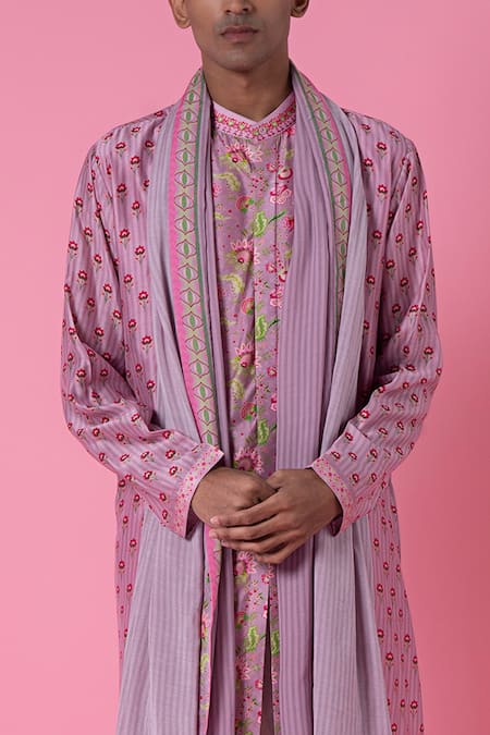 Siddhartha Bansal_Purple Stripe Print Stole _Online_at_Aza_Fashions