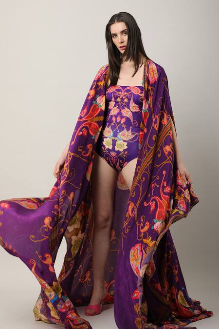 Shop_Limerick By Abirr N' Nanki_Multi Color Cole Floral And Paisley Pattern Cape _Online_at_Aza_Fashions