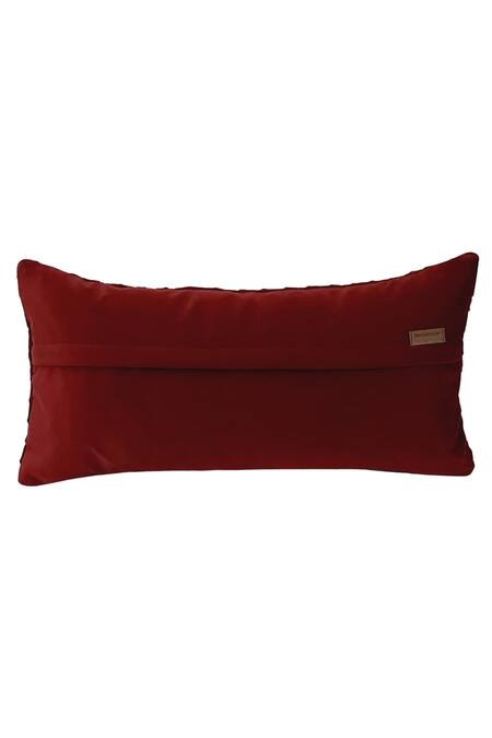 Throwpillow_Maroon Blend Of Cotton And Polyester Pleated Cushion Cover_at_Aza_Fashions