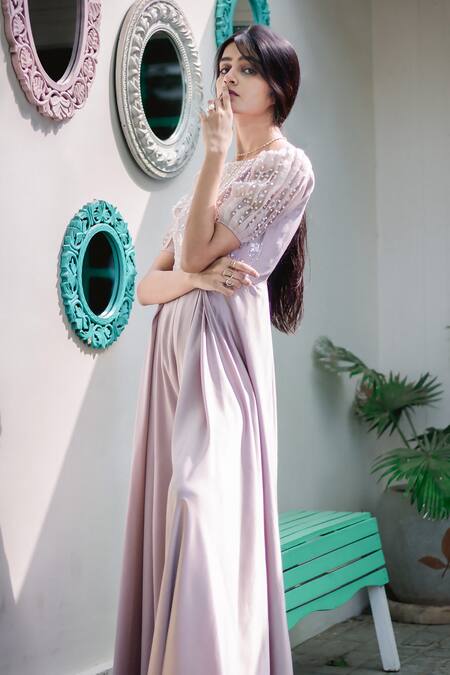 Buy PIRI INDIA Purple Organza Embroidery Boat Neck Bodice Jumpsuit Online at Aza Fashions Buy_PIRI INDIA_Purple Organza Embroidery Boat Neck Bodice Jumpsuit _Online_at_Aza_Fashions