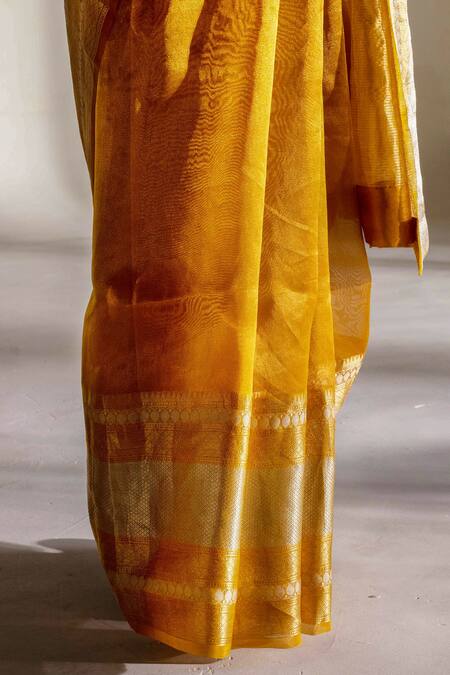 Buy_Mimamsaa_Yellow Tissue Silk Woven Raina Saree _Online_at_Aza_Fashions