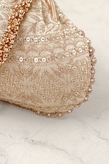 Amyra Cream Embroidery, Sequins Mirai Purse Online at Aza Fashions Amyra_Cream Embroidery, Sequins Mirai Purse _Online_at_Aza_Fashions