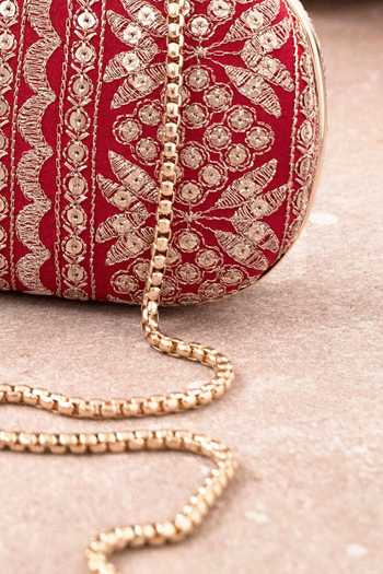 Amyra Red Embroidery, Sequins Mirai Clutch Online at Aza Fashions Amyra_Red Embroidery, Sequins Mirai Clutch _Online_at_Aza_Fashions