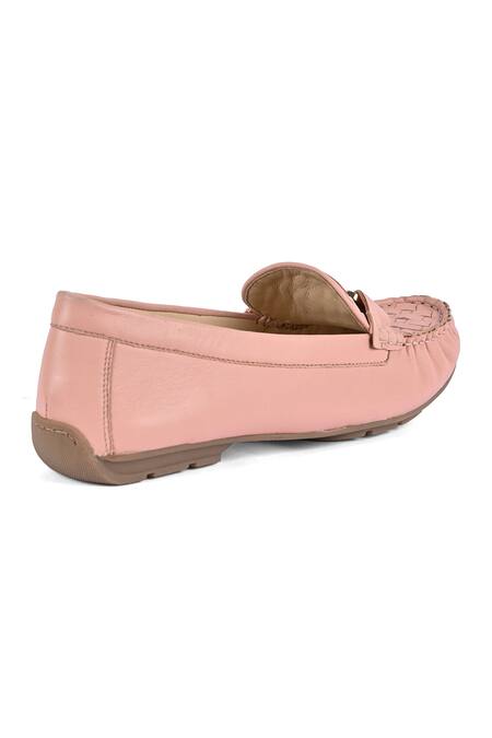 Shop_Vanilla Moon_Pink Morgan Basket Weave Pattern Loafers_Online_at_Aza_Fashions
