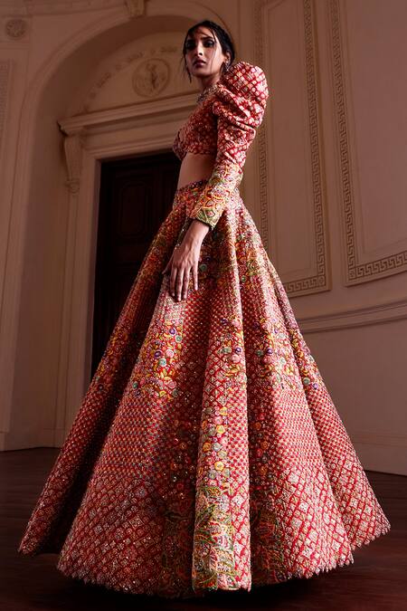 Buy Mrunalini Rao Red Rayon, Organza, Silk Cut Work, Mayna Mosaic Lehenga And Blouse Set Online at Aza Fashions Buy_Mrunalini Rao_Red Rayon, Organza, Silk Cut Work, Mayna Mosaic Lehenga And Blouse Set _Online_at_Aza_Fashions