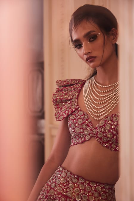 Mrunalini Rao Pink Silk, Organza Embroidery, Zari Taara Bloom Zardozi Work Lehenga Set Online at Aza Fashions Mrunalini Rao_Pink Silk, Organza Embroidery, Zari Taara Bloom Zardozi Work Lehenga Set _Online_at_Aza_Fashions