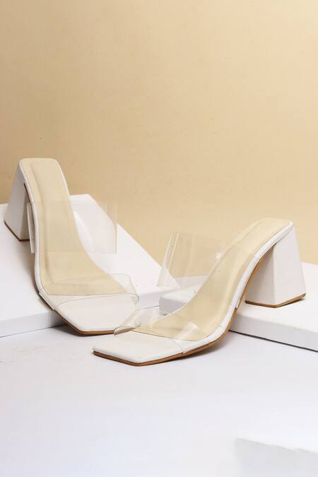 Buy_Myra_White Transparent Strap Block Heels_Online_at_Aza_Fashions
