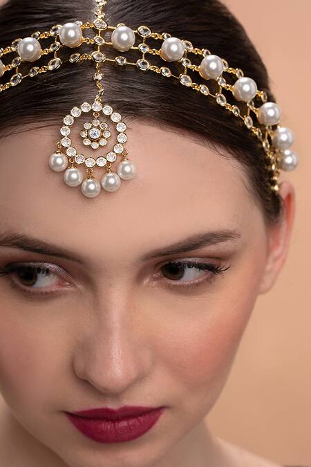 Isharya White Pearl Amara Embellished Choker Necklace Online at Aza Fashions Isharya_White Pearl Amara Embellished Choker Necklace_Online_at_Aza_Fashions