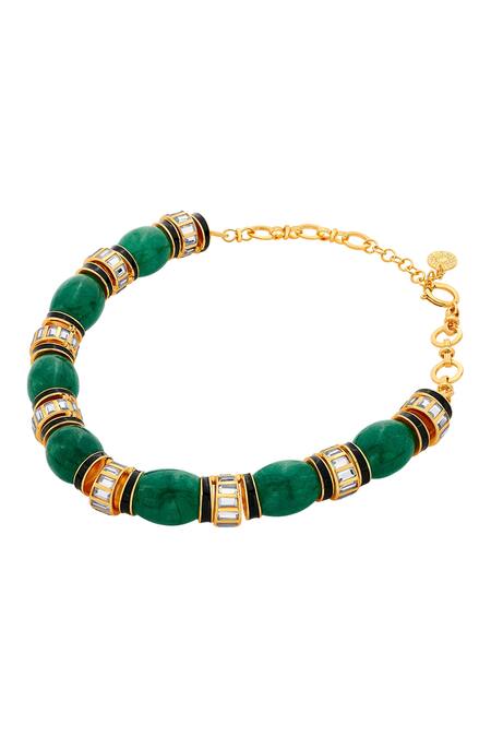 Isharya_Black Zeenat Quartz Choker Necklace_Online_at_Aza_Fashions