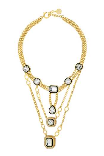 Buy Isharya Gold Plated Crystal Bougie Infinity Cut Embellished Necklace at Aza Fashions Buy_Isharya_Gold Plated Crystal Bougie Infinity Cut Embellished Necklace_at_Aza_Fashions