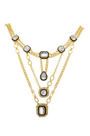 Shop Isharya Gold Plated Crystal Bougie Infinity Cut Embellished Necklace Online at Aza Fashions Shop_Isharya_Gold Plated Crystal Bougie Infinity Cut Embellished Necklace_Online_at_Aza_Fashions