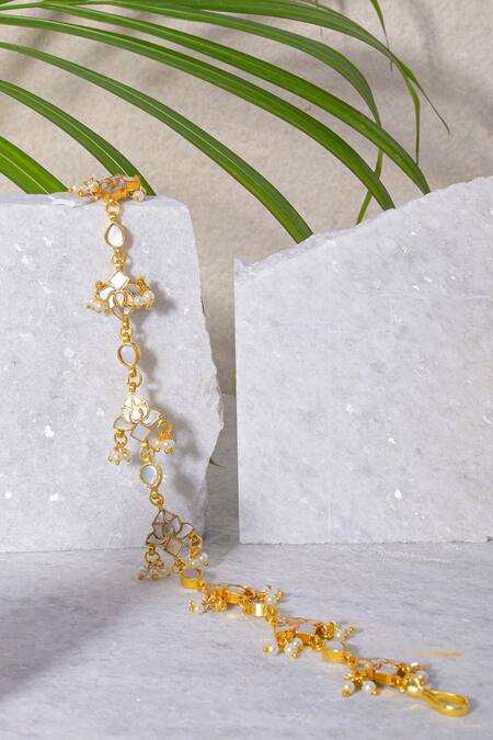 Namasya_White Mother Of Pearl Embellished Sheeshphool _Online_at_Aza_Fashions