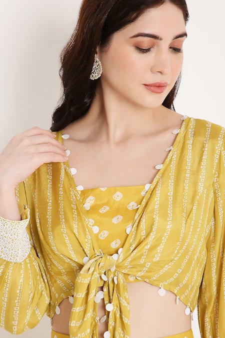 Shop Bha Sha Yellow Muslin, Linen Beads, Sequins Open Neck Natasha Printed Skirt Bustier Set Online at Aza Fashions Shop_Bha Sha_Yellow Muslin, Linen Beads, Sequins Open Neck Natasha Printed Skirt Bustier Set _Online_at_Aza_Fashions