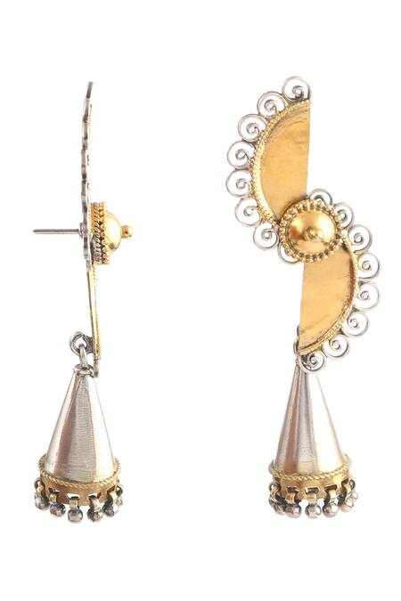 Shop_Noor_Gold Plated Dual Tone Handcrafted Earrings_Online_at_Aza_Fashions