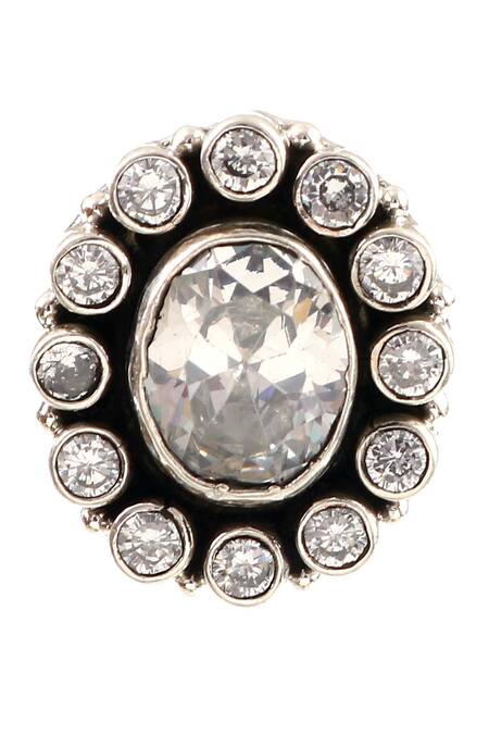 Noor Silver Plated Crystals Zircon Stone Embellished Stud Earrings Online at Aza Fashions Noor_Silver Plated Crystals Zircon Stone Embellished Stud Earrings_Online_at_Aza_Fashions