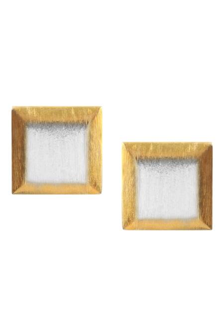 Buy_Noor_Silver Plated Embroidery Dual Tone Stud Earrings_Online_at_Aza_Fashions