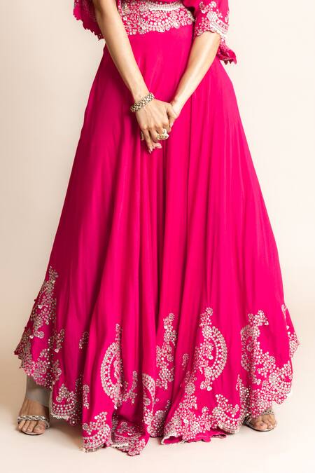 Buy Nupur Kanoi Fuchsia Crepe, Silk, Canvas Mirrors, Placement Hand Embroidered Top With Sharara Online at Aza Fashions Buy_Nupur Kanoi_Fuchsia Crepe, Silk, Canvas Mirrors, Placement Hand Embroidered Top With Sharara _Online_at_Aza_Fashions