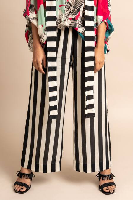 Buy_Nupur Kanoi_Magenta Crepe Digital Print Striped And Floral Balloon Top & Pyjama Set  _Online_at_Aza_Fashions