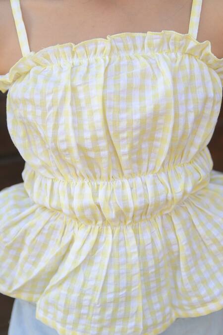 Buy_Fairies Forever_White Cotton Printed Stripe Checkered Pattern Top _Online_at_Aza_Fashions