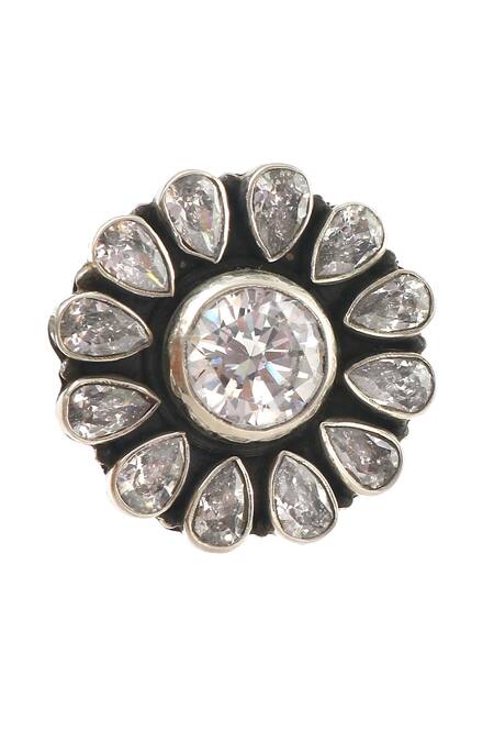 Buy_Noor_Silver Plated Zari Zirconia Stone Embellished Ring_Online_at_Aza_Fashions