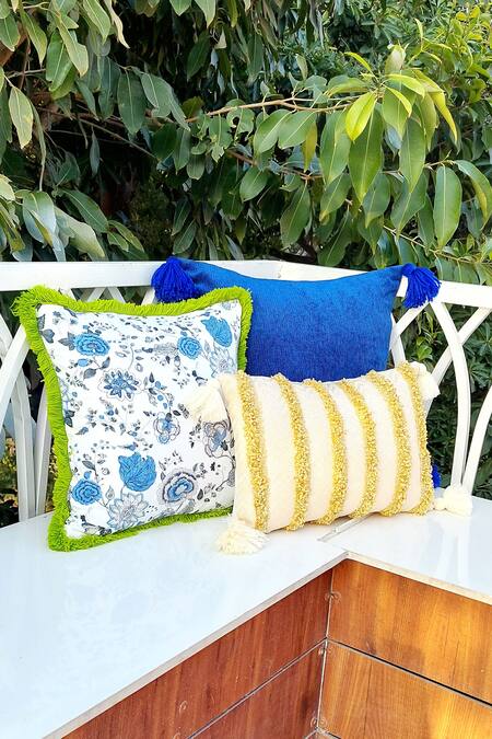 Blue on sale tassel cushion