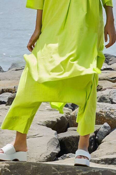 MATI_1_Green Cotton Low Crotch Neon Pant_Online_at_Aza_Fashions