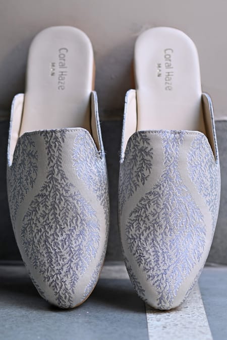 Coral Haze Ivory Outlander Web Brocade Mules Online at Aza Fashions Coral Haze_Ivory Outlander Web Brocade Mules _Online_at_Aza_Fashions