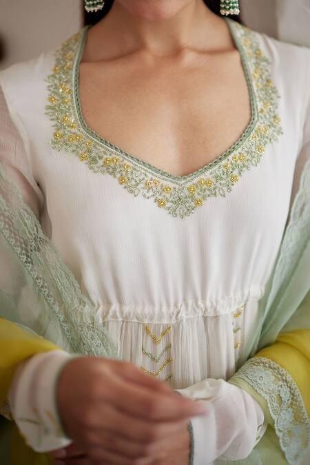 Shop Label Nimbus Ivory Chiffon, Lycra, Silk Organza Embroidery Floral Cutwork Hand Anarkali Set Online at Aza Fashions Shop_Label Nimbus_Ivory Chiffon, Lycra, Silk Organza Embroidery Floral Cutwork Hand Anarkali Set _Online_at_Aza_Fashions