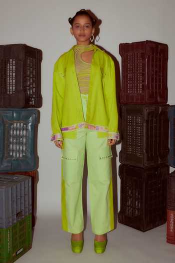 Buy_Nirmooha_Green Denim Cargo Pant _Online_at_Aza_Fashions