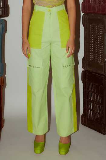 Nirmooha_Green Denim Cargo Pant _at_Aza_Fashions