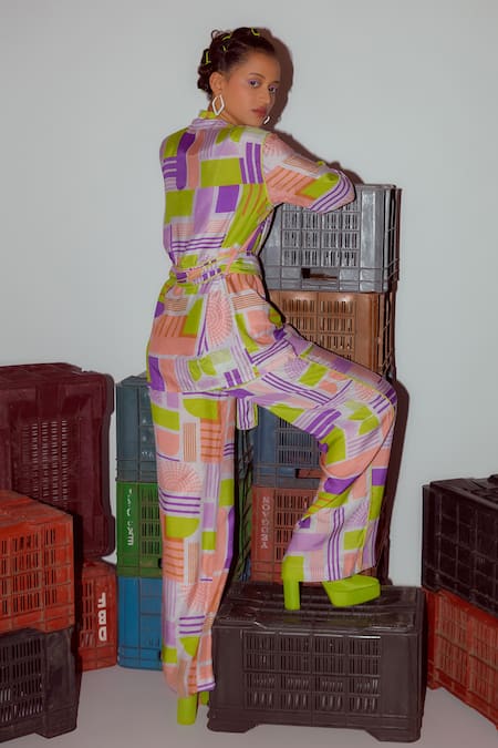 Buy Nirmooha Multi Color Muslin Embroidery Collared Geometric Print Notched Lapel Jacket Online at Aza Fashions Buy_Nirmooha_Multi Color Muslin Embroidery Collared Geometric Print Notched Lapel Jacket _Online_at_Aza_Fashions