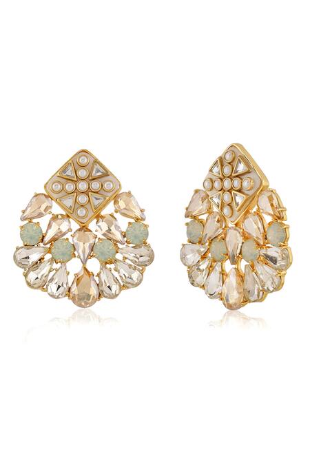 Buy Bblingg Gold Plated Crystals, Smocking Nivi Earrings Online at Aza Fashions Buy_Bblingg_Gold Plated Crystals, Smocking Nivi Earrings _Online_at_Aza_Fashions
