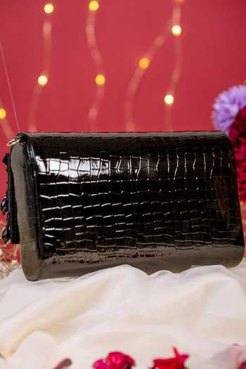 House of Vian_Black Beads, Pearls Noorie Embellished Clutch _Online_at_Aza_Fashions